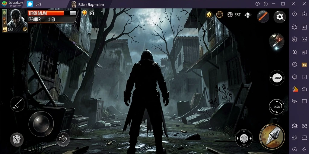 Tangkapan layar gameplay 5RT yang menampilkan suasana horor yang mencekam.