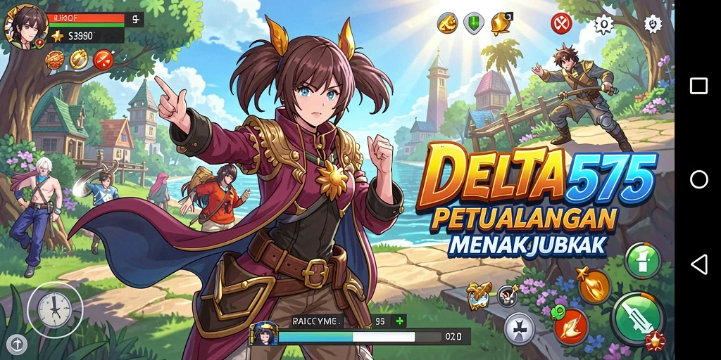 Tampilan gameplay DELTA575 yang penuh warna dan menarik.