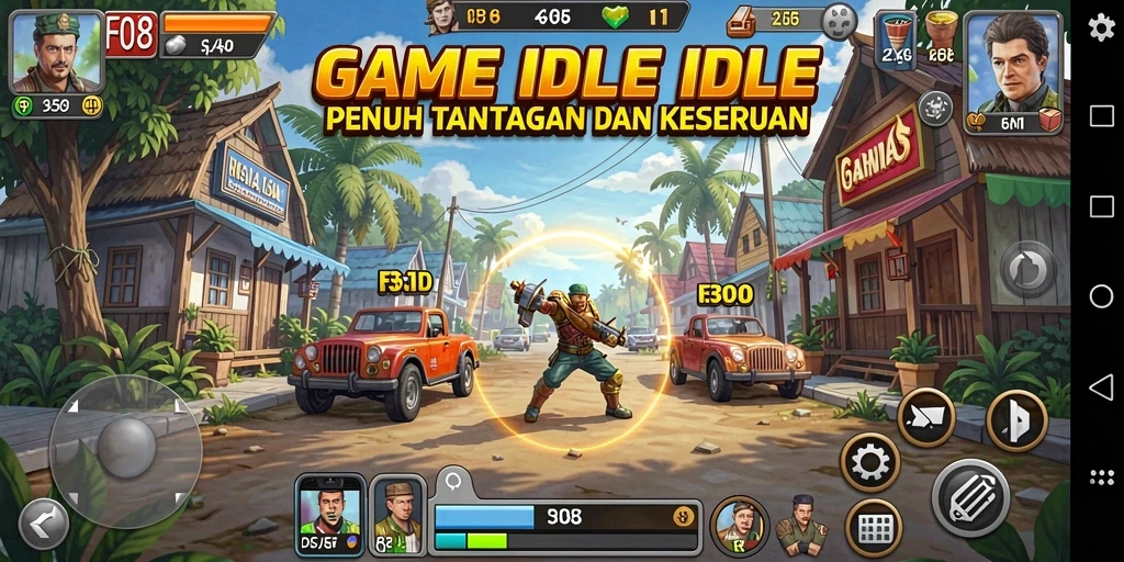 Menampilkan gameplay menarik dari F08 dengan karakter mengumpulkan sumber daya.