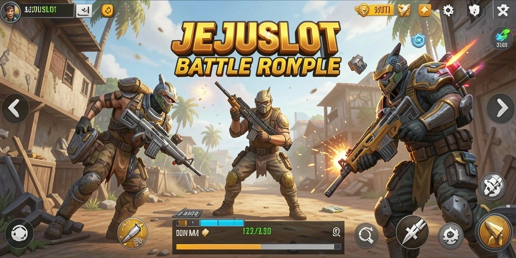 Tampilan gameplay seru dari JEJUSLOT dalam pertempuran Battle Royale.