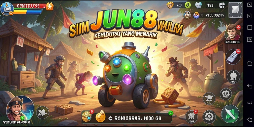 Screenshot gameplay JUN88 yang menampilkan interaksi karakter menarik.