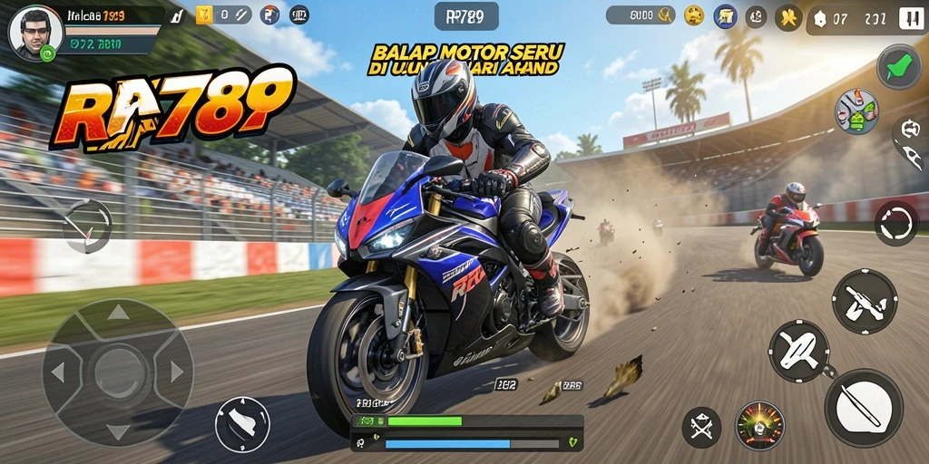 Gameplay balap motor yang mendebarkan dan penuh aksi.