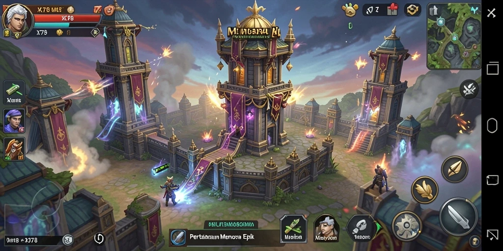 Tangkapan layar utama X78 menampilkan pertarungan mendebarkan Tower Defense.